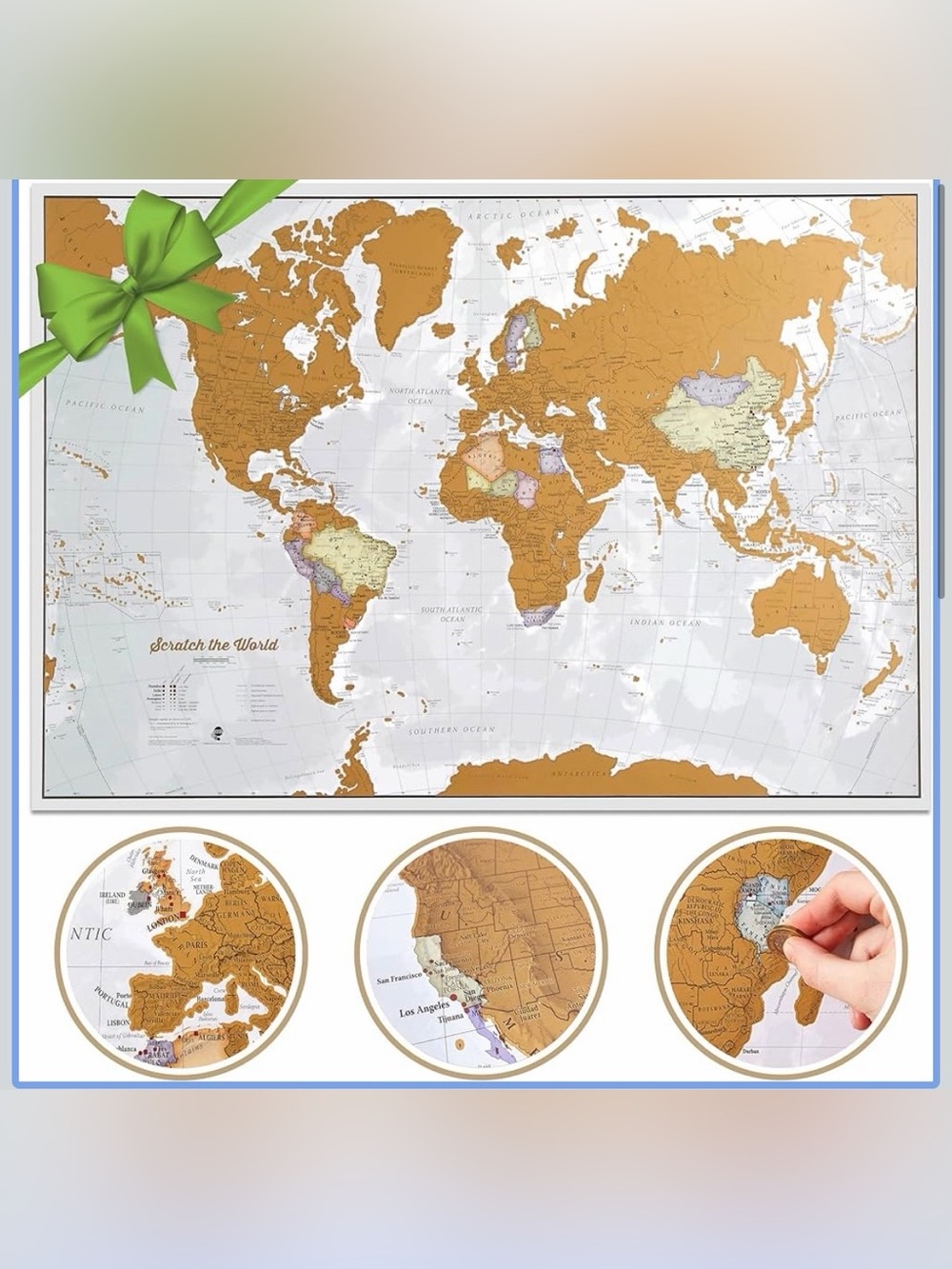 Scratch The World Travel Map Frameable Scratch Off World‎ Map Poster XL 23×33